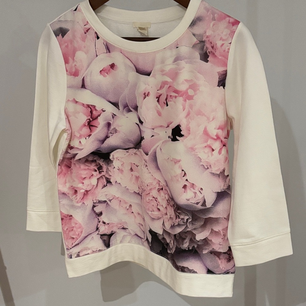 J. Crew Kids Floral Sweatshirt in Pink and White